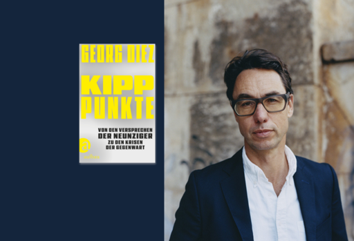 Banner mit Portrait Gregor Diez und Cover von Kippunkte